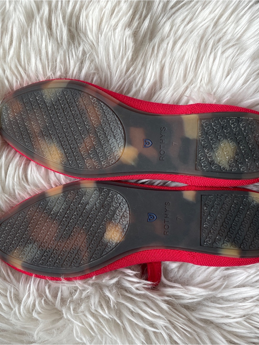 Rothy's Red Mary Jane Flats with Blue Trim - Picture 4 of 4